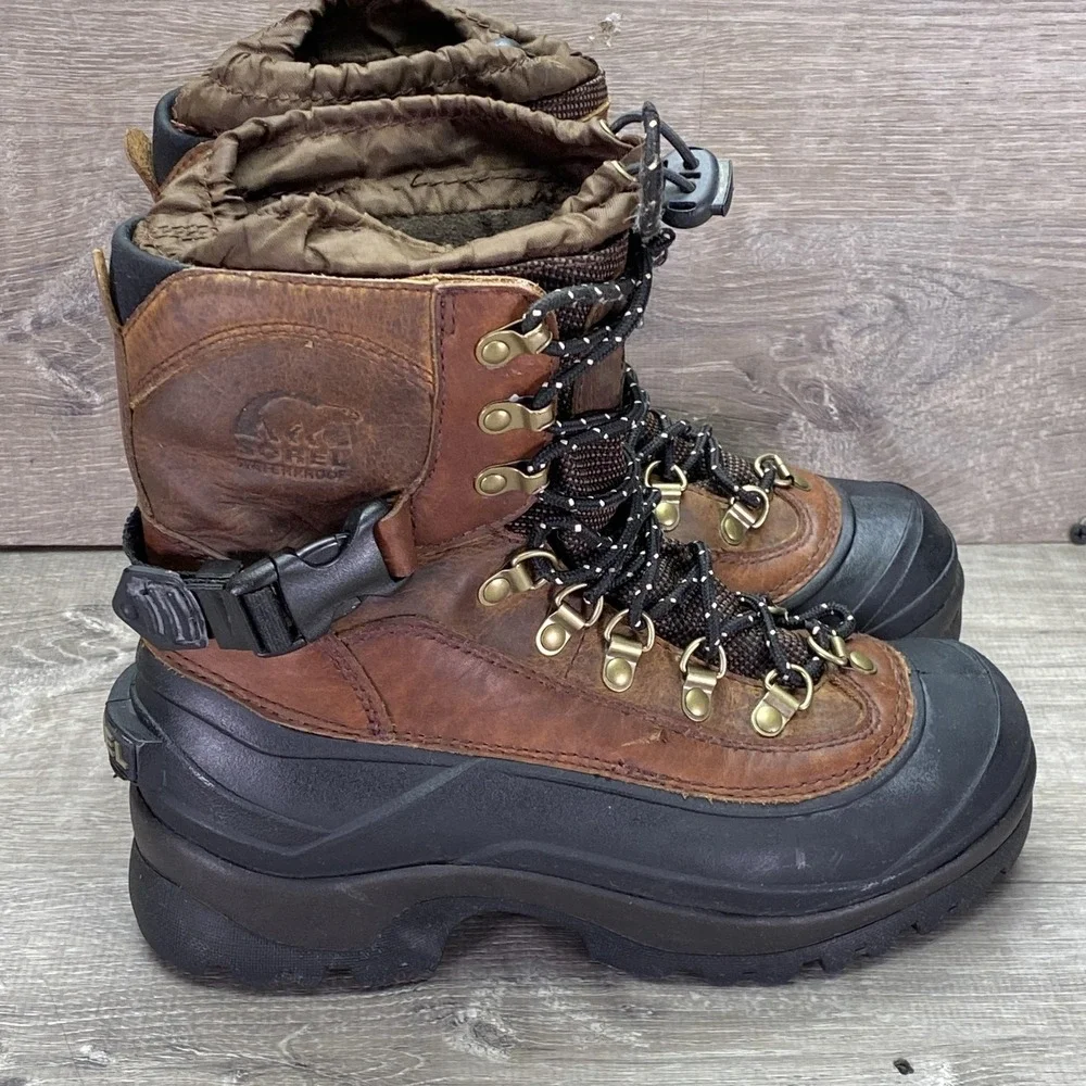 Sorel Boots Mens Size 7 Brown Leather Insulated Waterproof Winter Snow Hiking